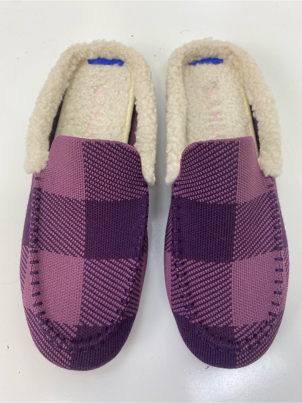 Rothy's Purple Knit Slip-On with Cream Sherpa Lining